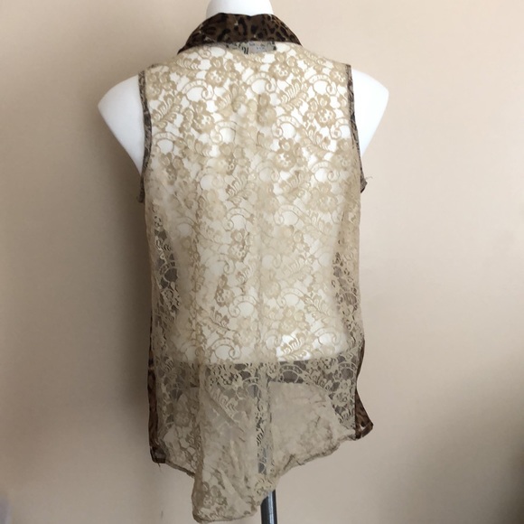 Speed Limit MPH Animal Print Lace Back Vest - Picture 3 of 4